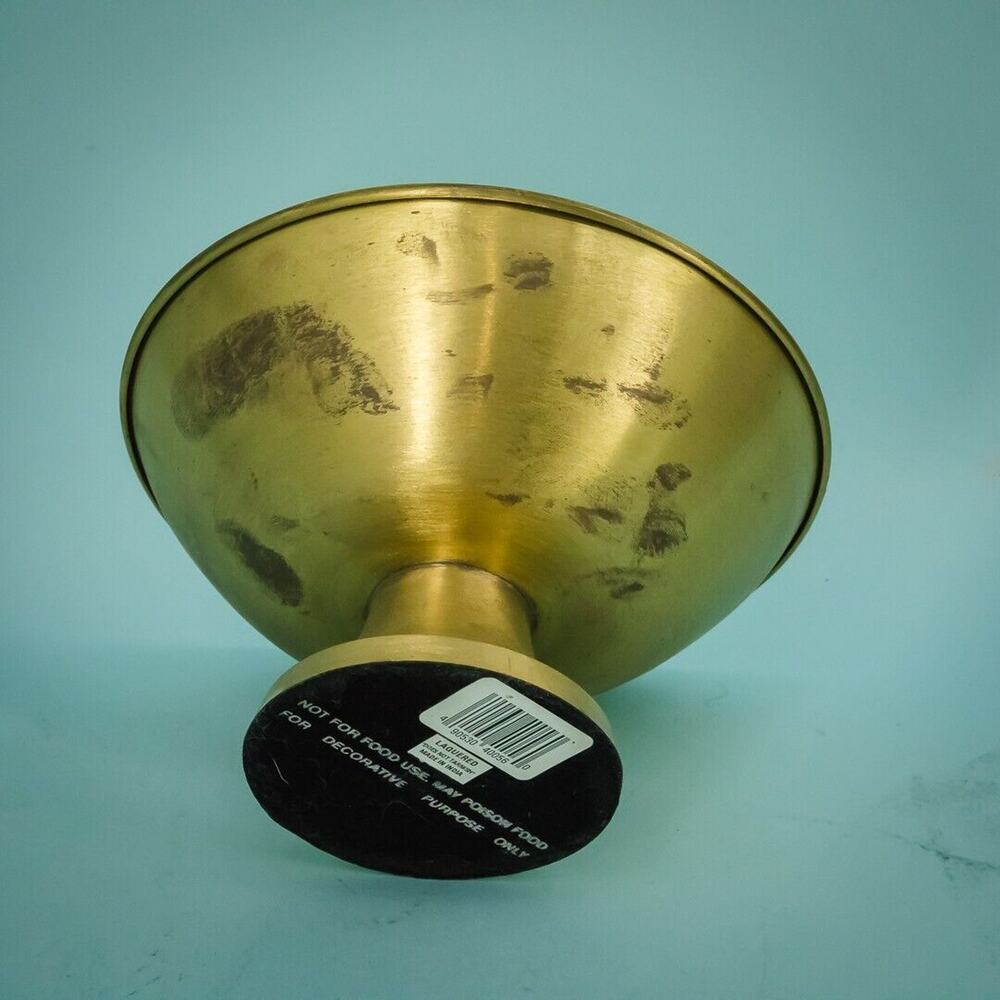 Brass Matte Footed Stand Shallow Bowl Home Decor Decoration - Picture 3 of 5